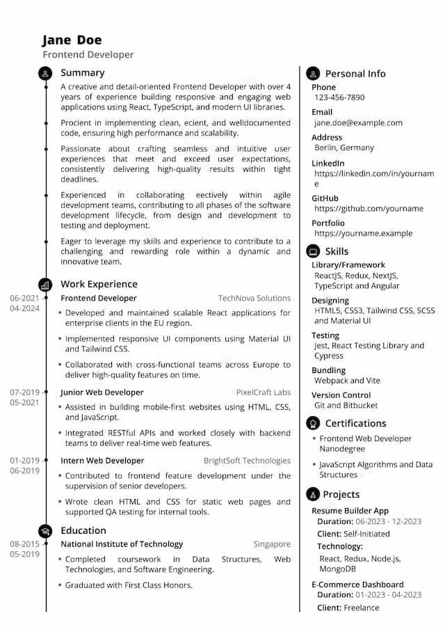 Modern Professional resume template