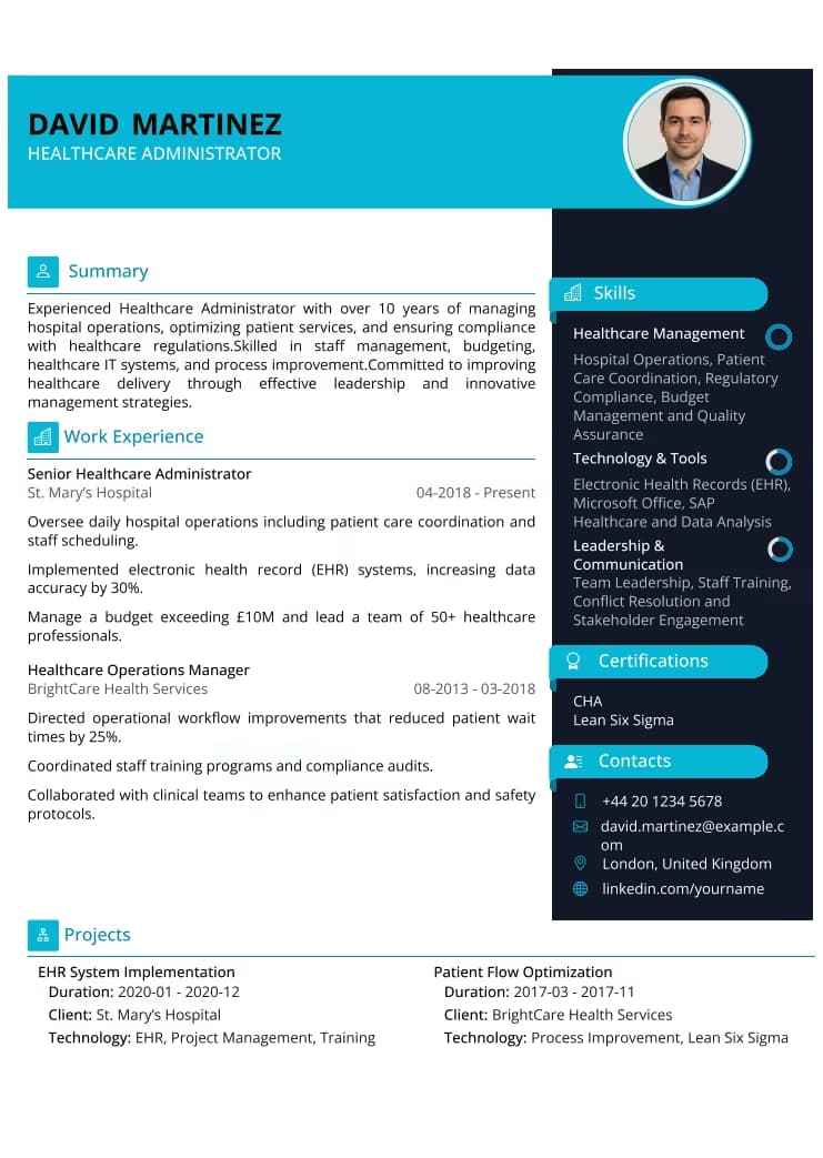 Professional Corporate resume template preview - MyProfileInfo