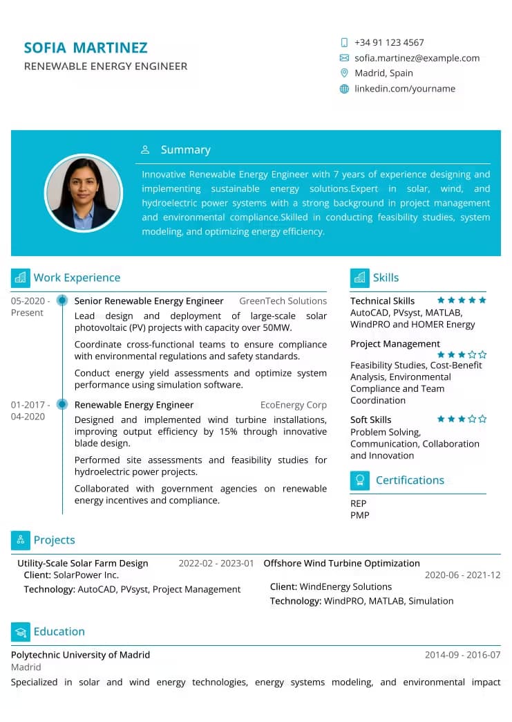 Professional Academic resume template preview - MyProfileInfo