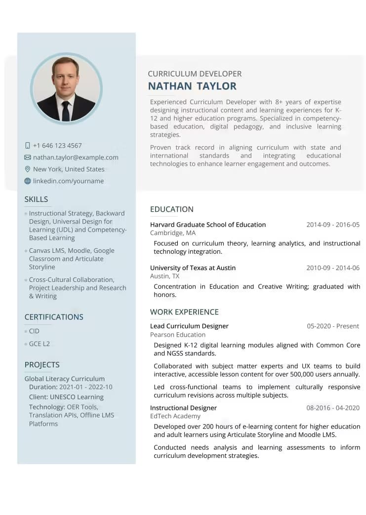 Professional Sales resume template preview - MyProfileInfo