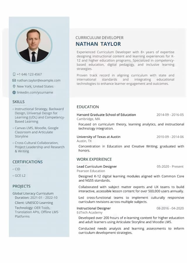 Professional Sales resume template