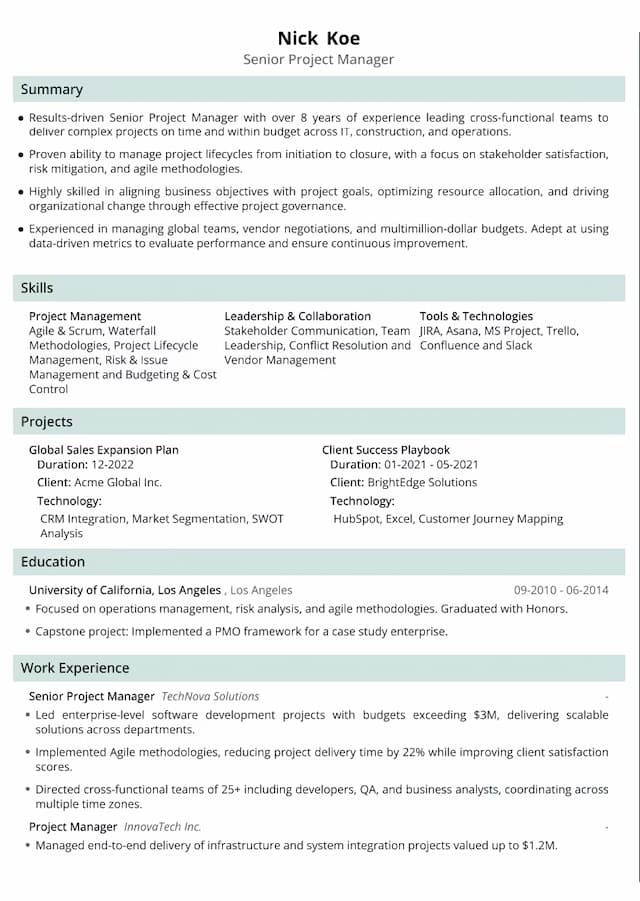 Modern Minimal resume template