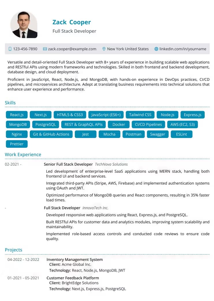 Creative Designer resume template preview - MyProfileInfo