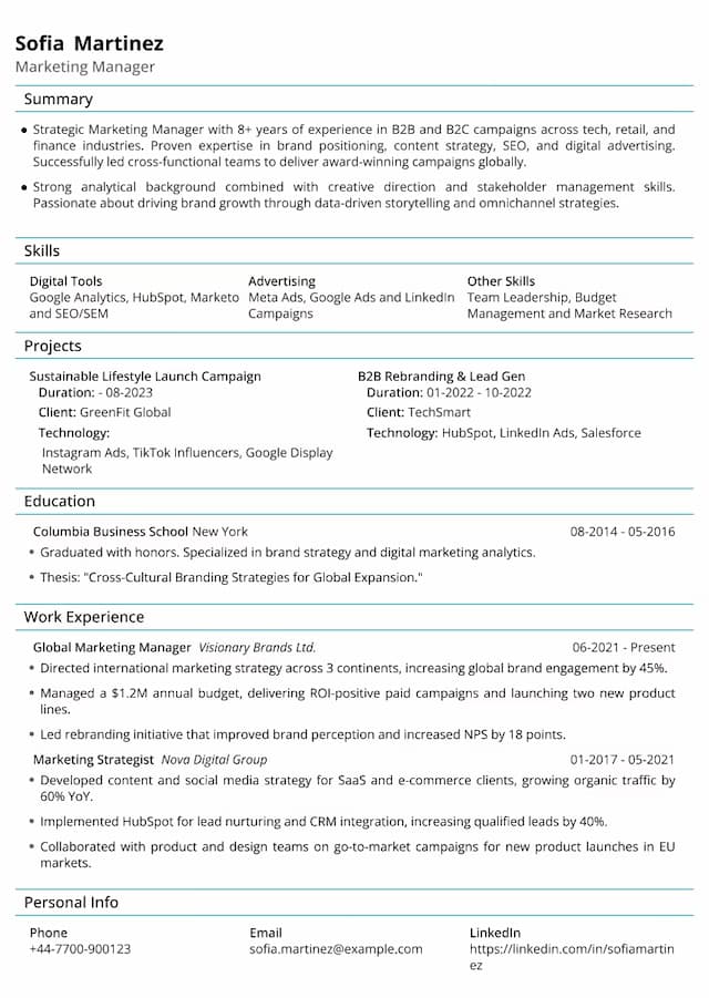 Minimal Clean resume template