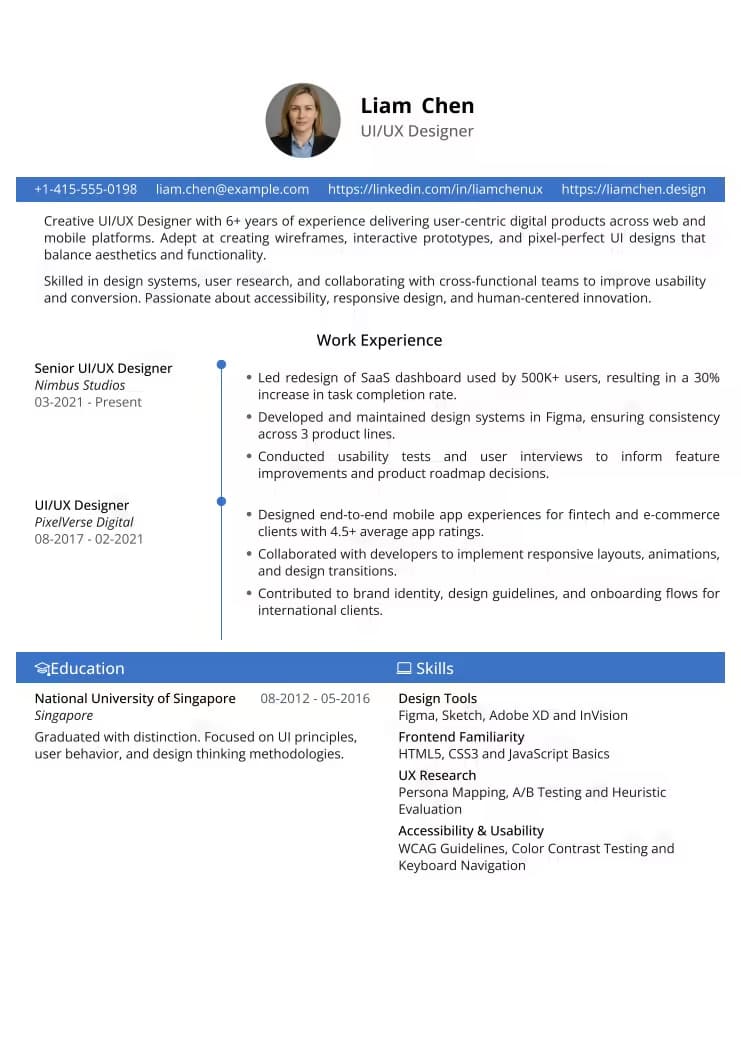 Modern Executive resume template preview - MyProfileInfo